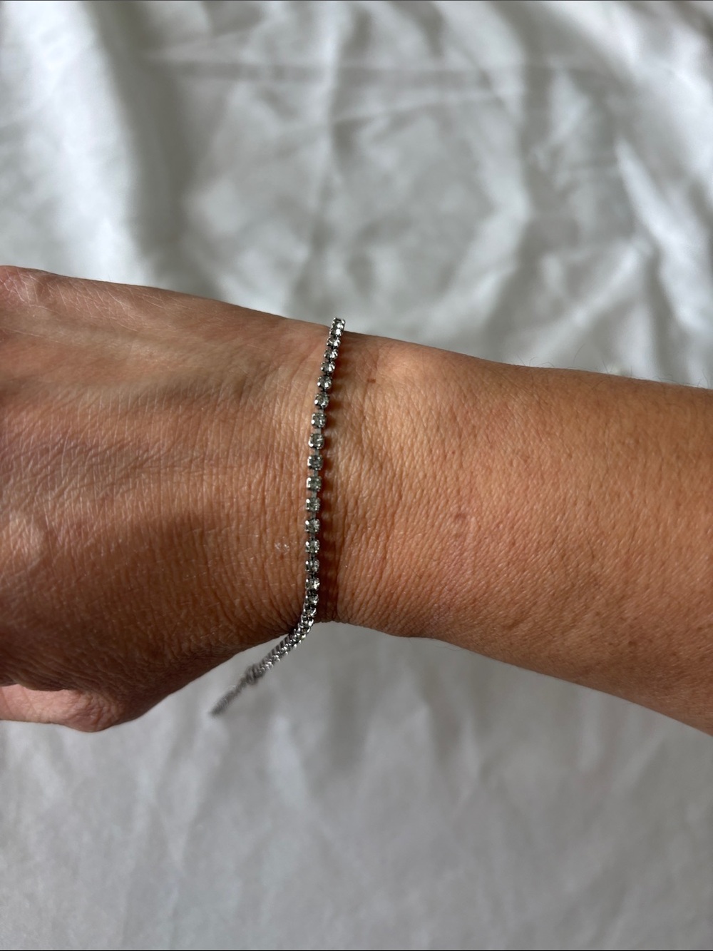 CZ diamonds silver bracelet + earring set